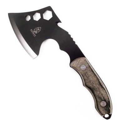 Buckshot Knives Camping Axe Hatchet - Black Steel With Cord Cutter   